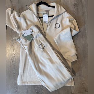 H&M creme colored track suit set NWT